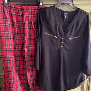 Rue 21 Top and Plaid Sleep Pants